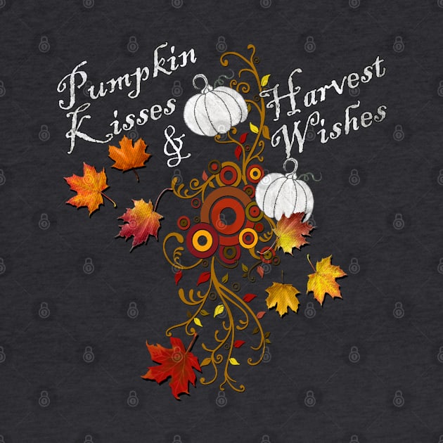 Fall Home Decor & Gifts: Quote Pumpkin Kisses & Harvest Wishes, Cute for Thanksgiving by tamdevo1